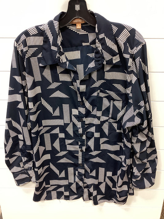 Blouse Ls By Ellen Tracy In Navy, Size:L