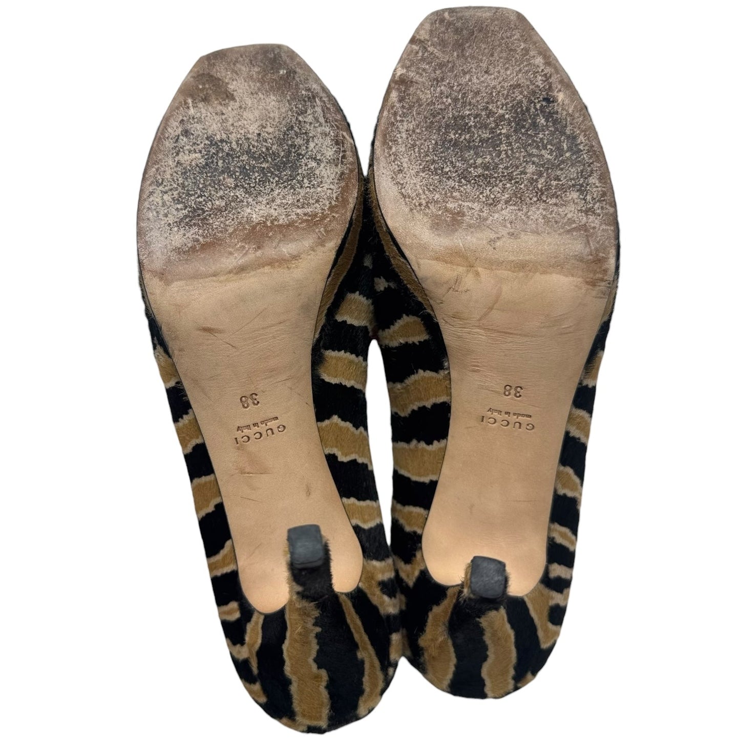 Nappa Charlotte Pony Animalier Platform Pumps Luxury Designer By Gucci In Animal Print, Size: 8