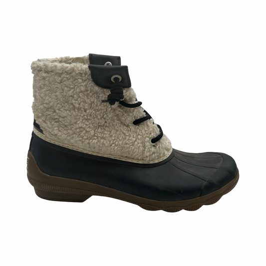 Boots Ankle Flats By Sperry In Black & Cream, Size:7