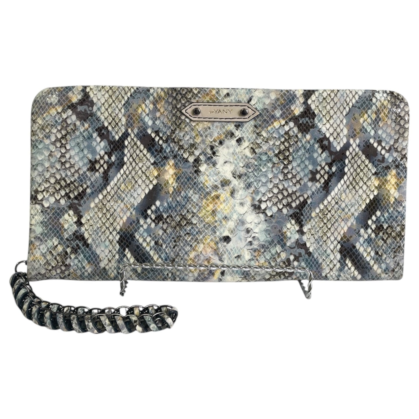 Clutch Leather By Oryany In Blue & Tan, Size:Large