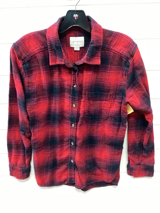 Top Ls By American Eagle In Black & Red, Size:Xs