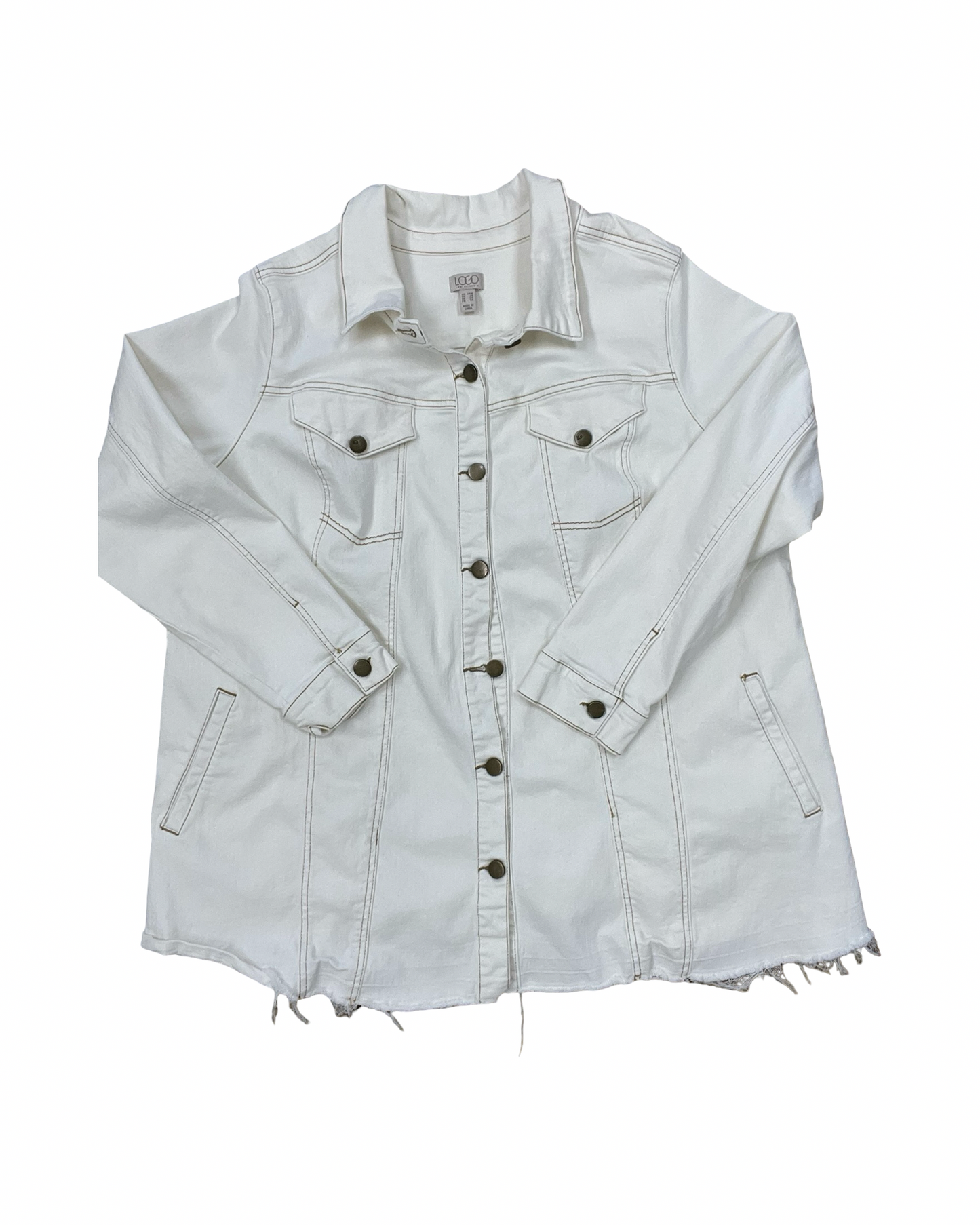 Jacket Denim By Logo In Cream Denim, Size:3X