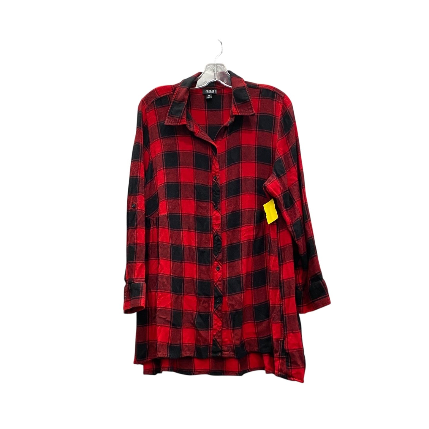 Blouse Ls By Ana In Black & Red, Size:Xl