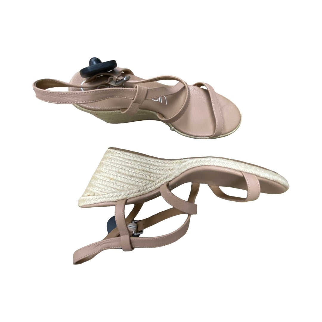 Sandals Heels Wedge By Calvin Klein In Beige, Size:9.5