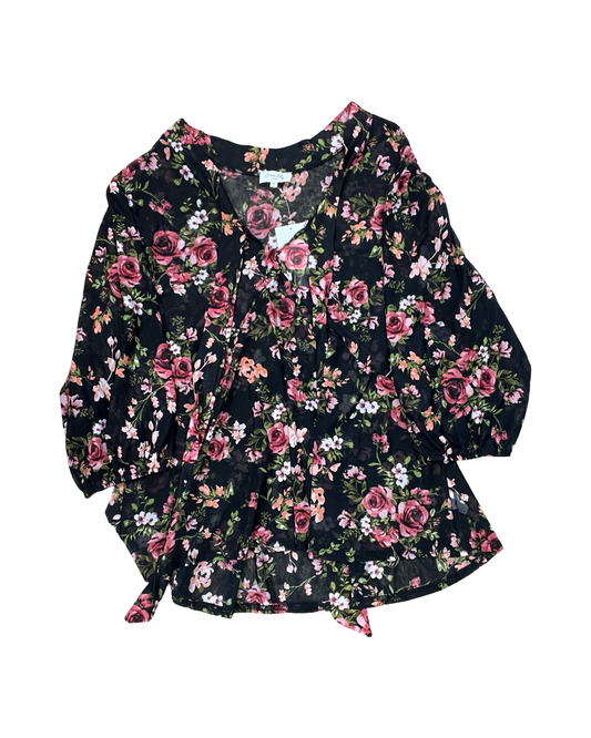 Top 3/4 Sleeve By Siren Lily In Black, Size:2X