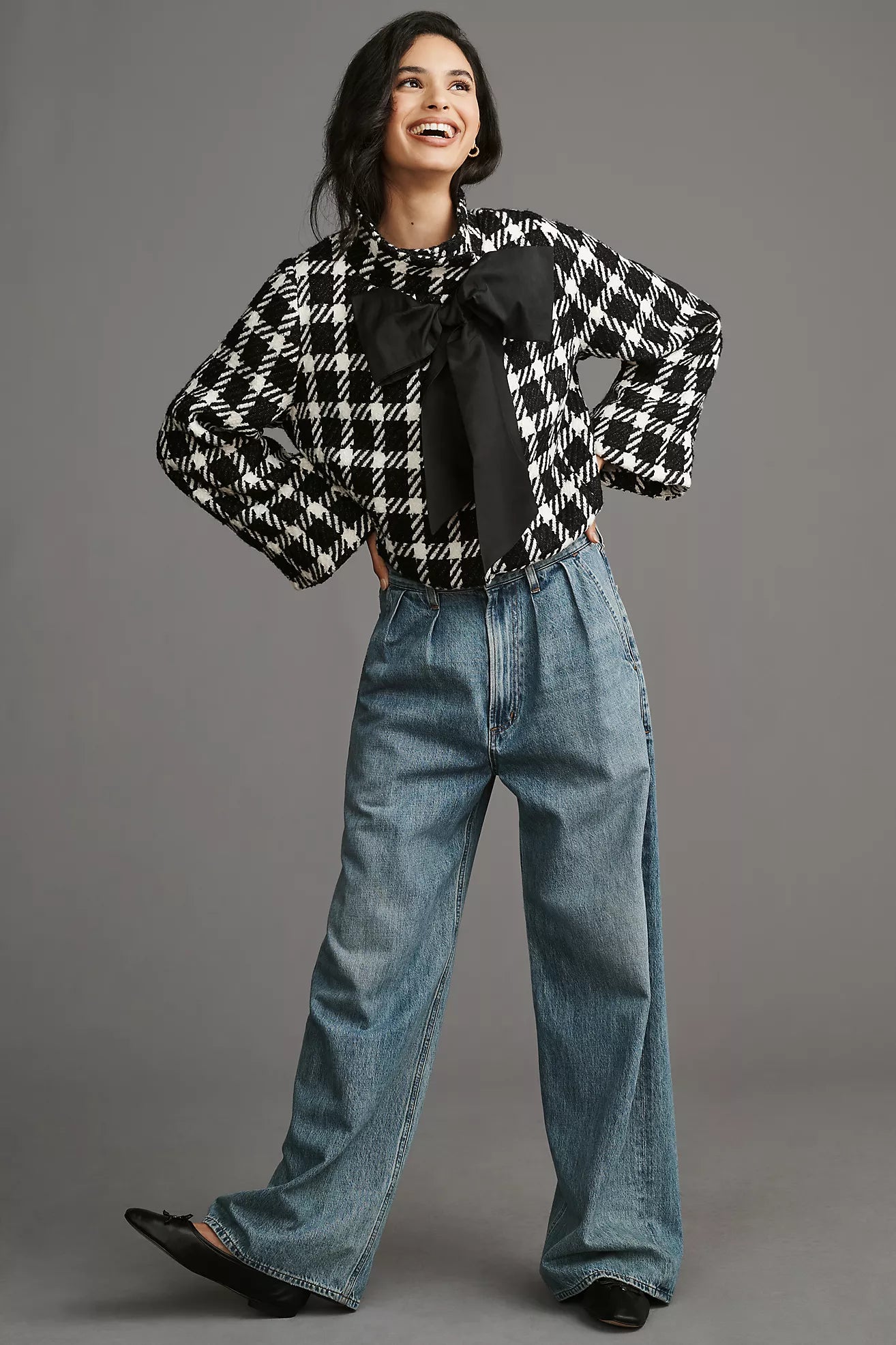 Bolero By Eva Franco In Checkered Pattern, Size: S