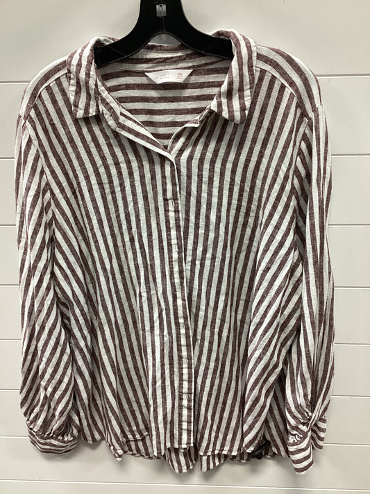 Top Ls By Lc Lauren Conrad In Brown & White, Size:1X