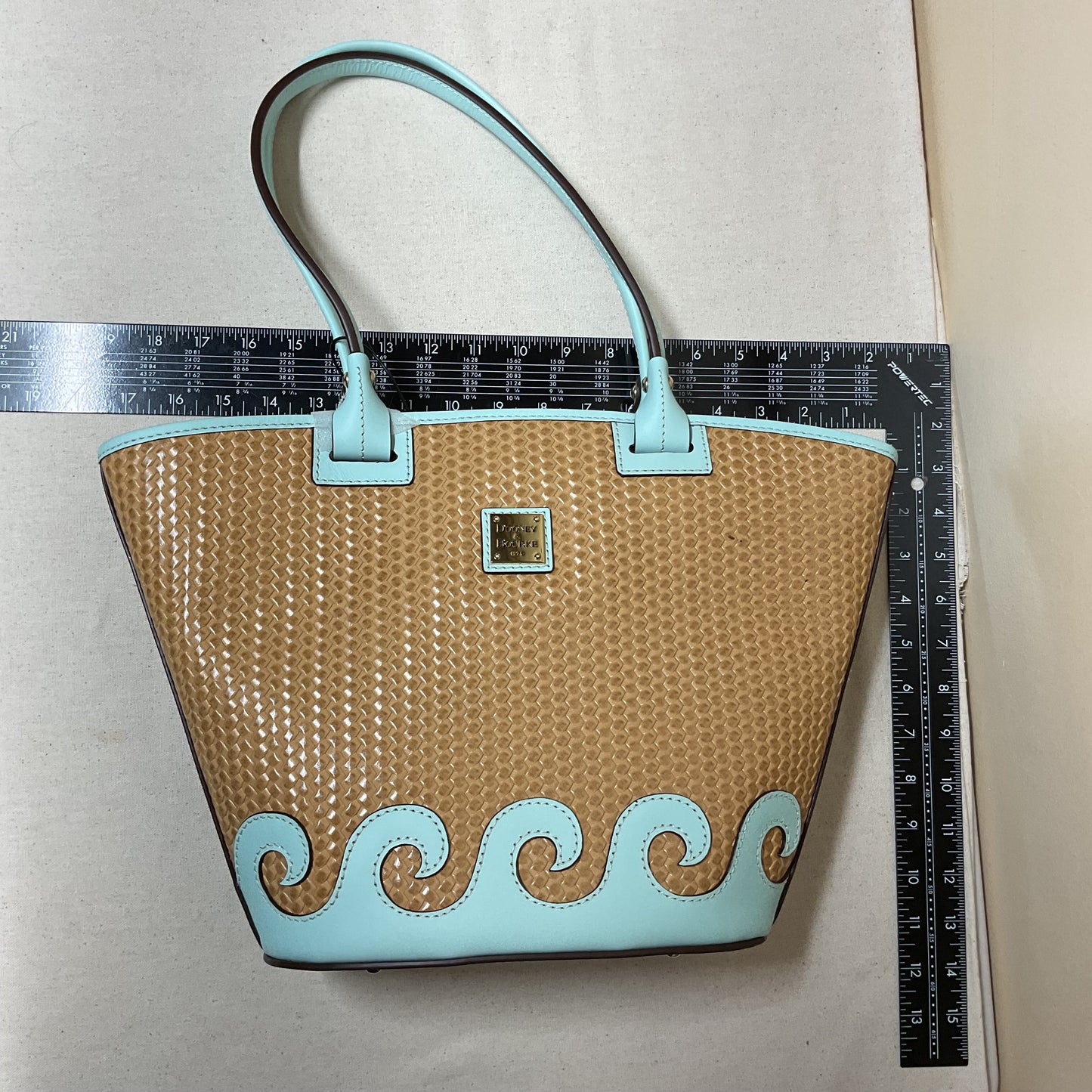 Handbag Designer By Dooney And Bourke In Blue & Brown, Size:Medium
