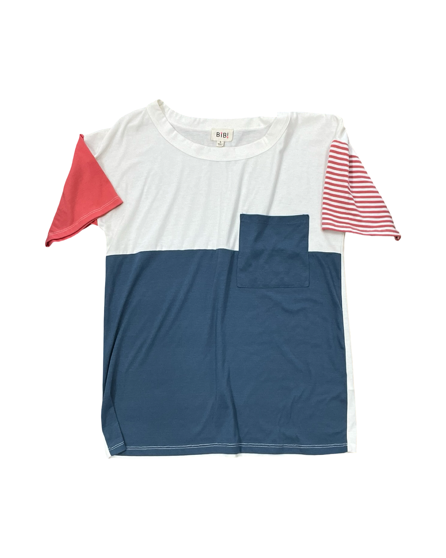 Top Ss By Bibi In Blue Red & White, Size:S