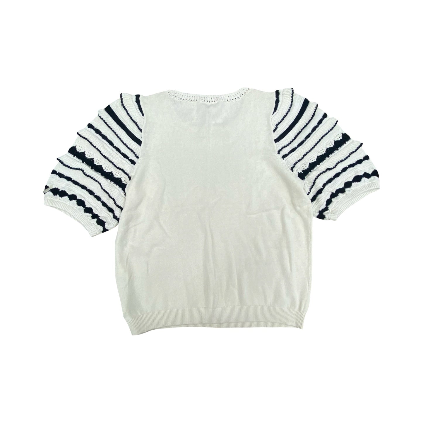 Sweater Ss By Chicos In Black & Cream, Size:M
