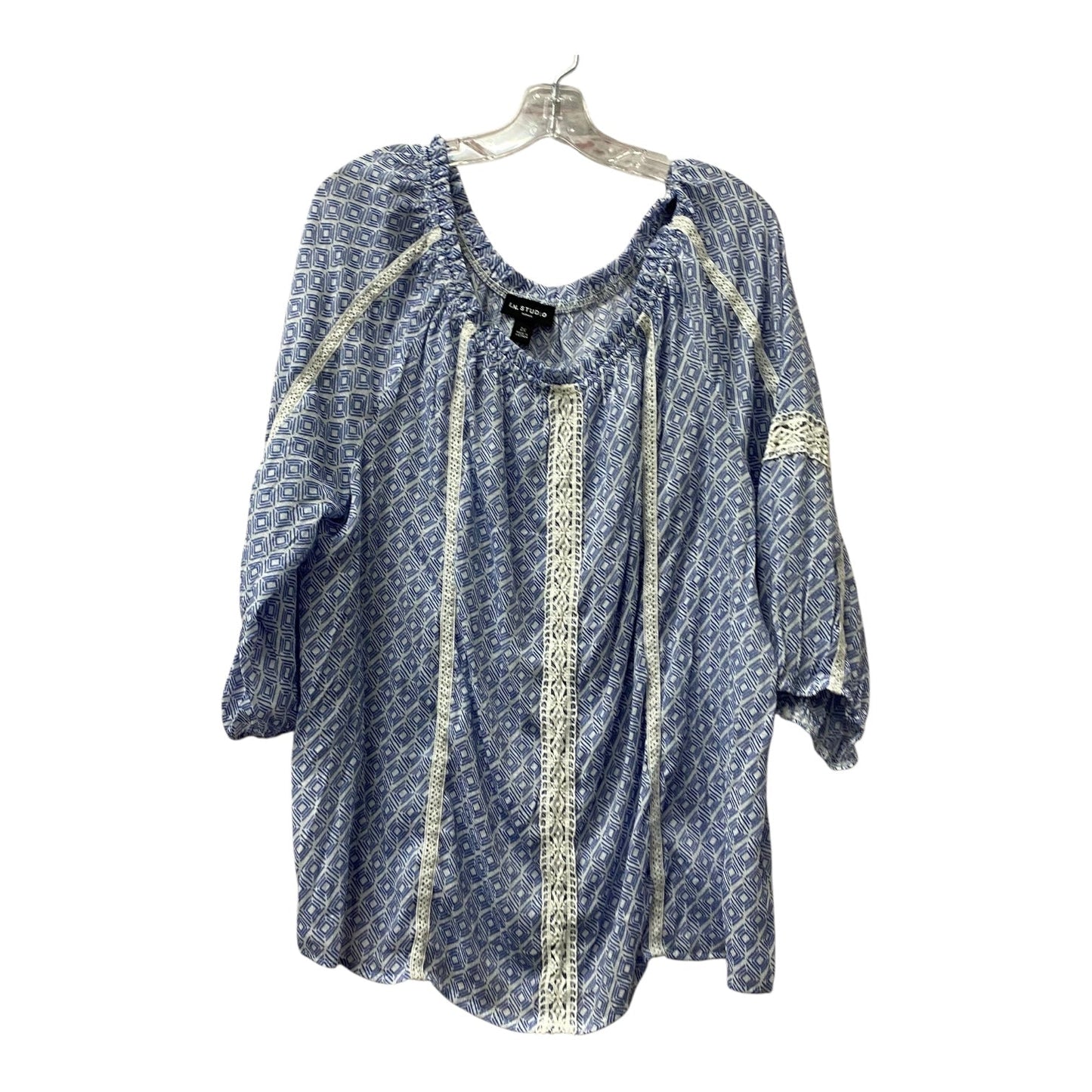 Top 3/4 Sleeve By In Studio In Blue, Size:2X