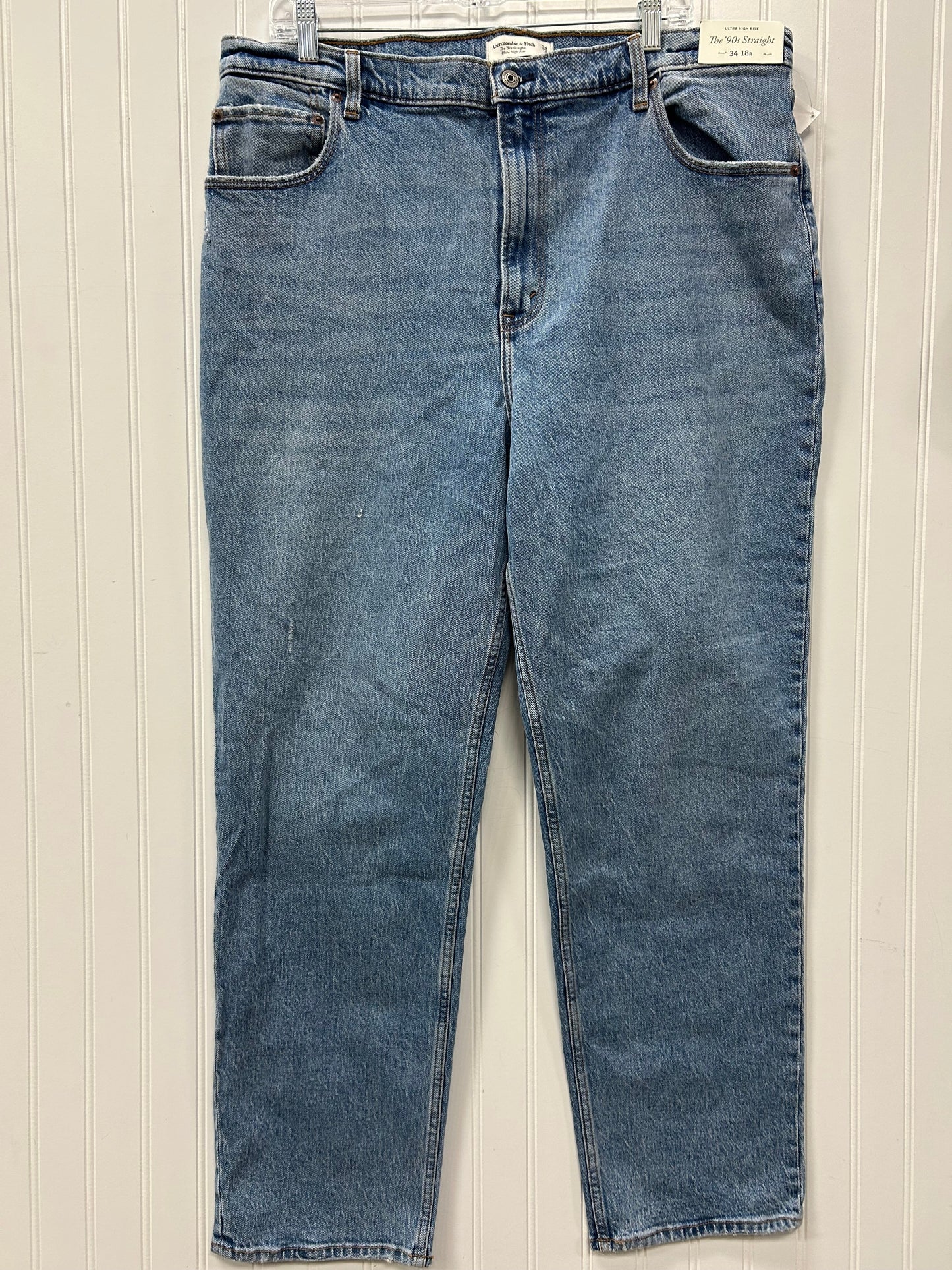 Jeans Straight By Abercrombie And Fitch In Blue Denim, Size:14