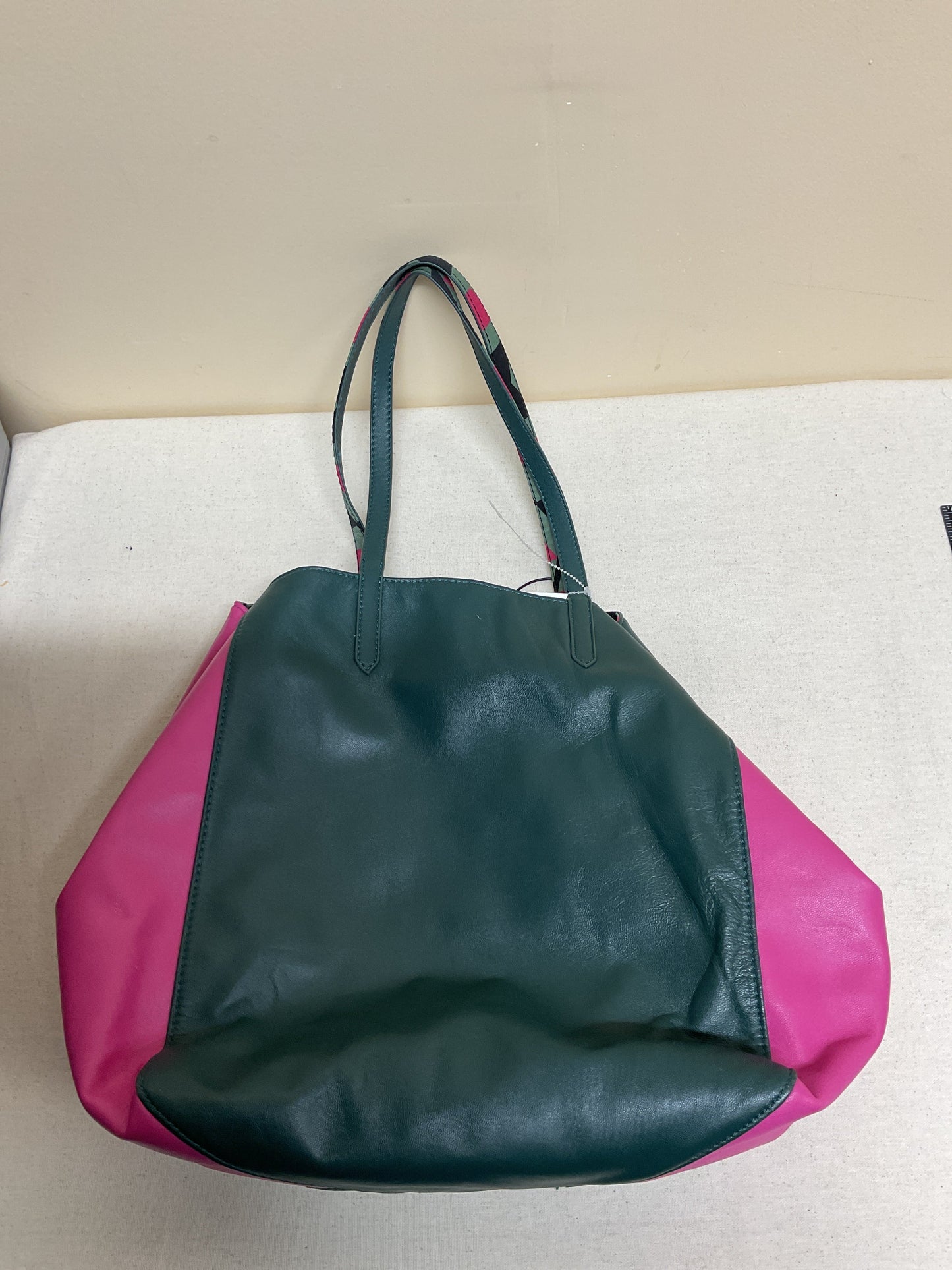 Handbag Designer By Diane Von Furstenberg In Green & Pink, Size:Large -as is