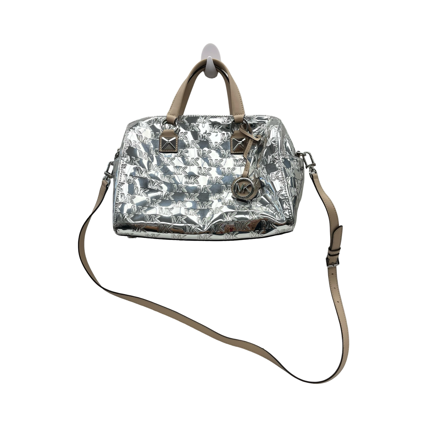 Handbag Designer By Michael Kors In Silver, Size:Medium