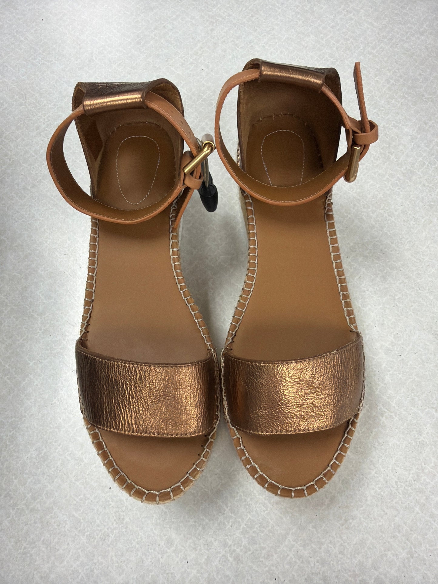 Sandals Designer By See By Chloe In Bronze, Size:10