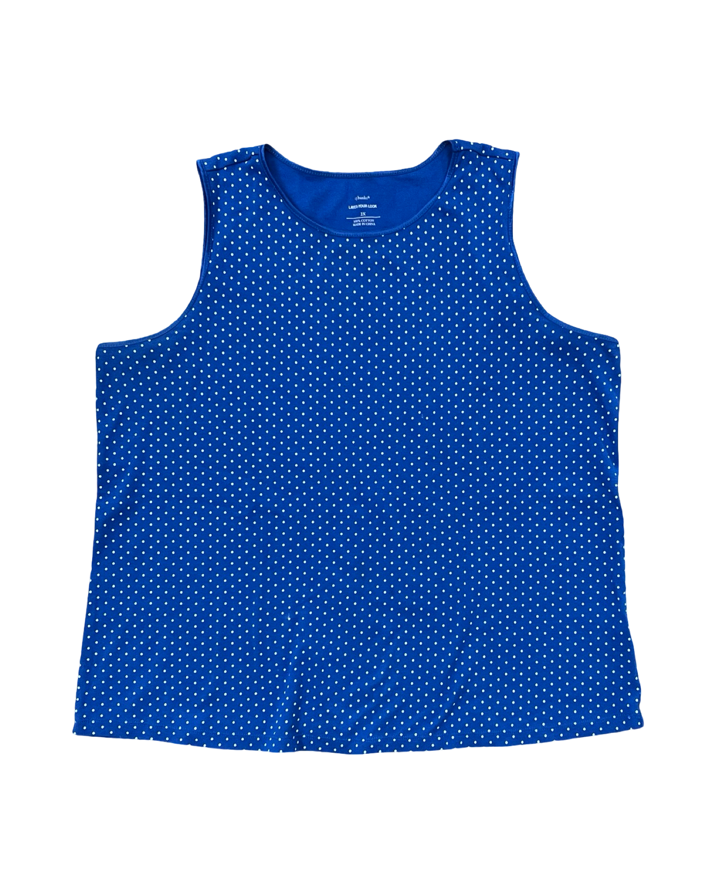 Top Sleeveless By Cj Banks In Blue & White, Size:2X