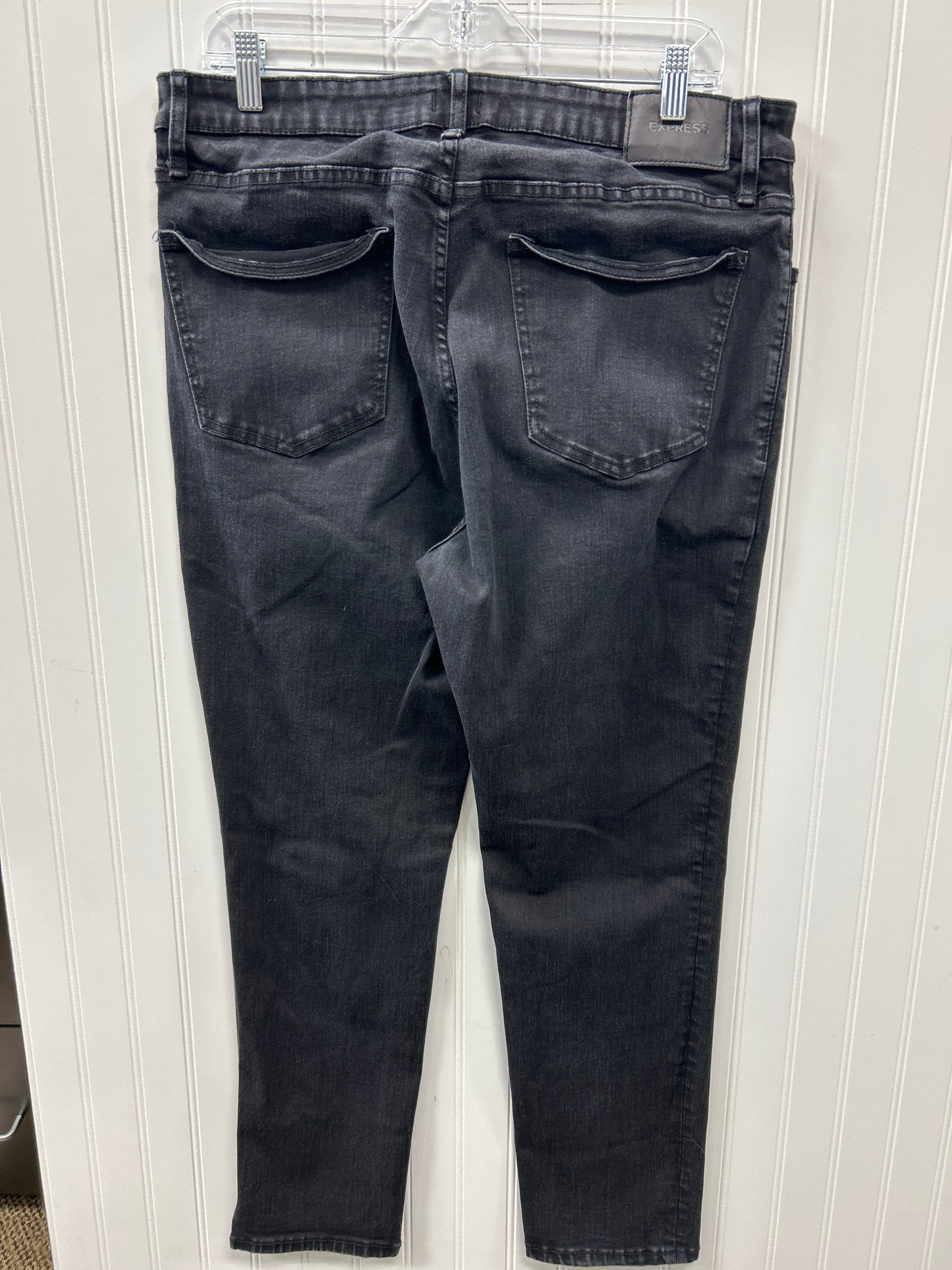 Jeans Straight By Express In Black Denim, Size:16