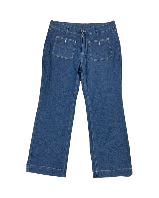 Jeans Wide Leg By Clothes Mentor In Blue Denim, Size:16