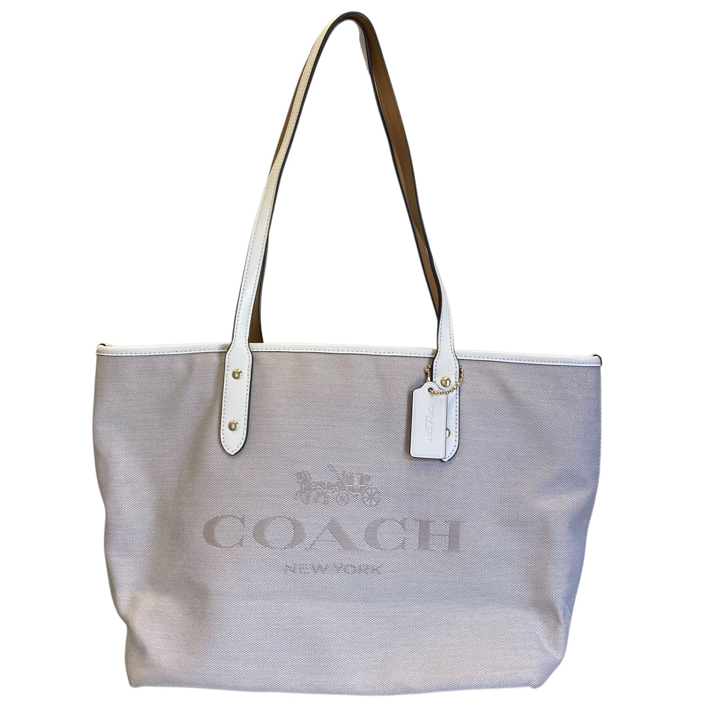 Handbag Designer By Coach In Cream, Size:Large