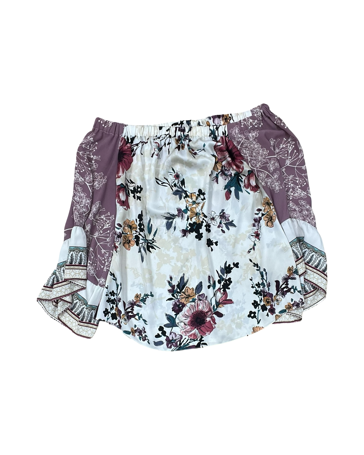 Top 3/4 Sleeve By White House Black Market In Purple & White, Size:M