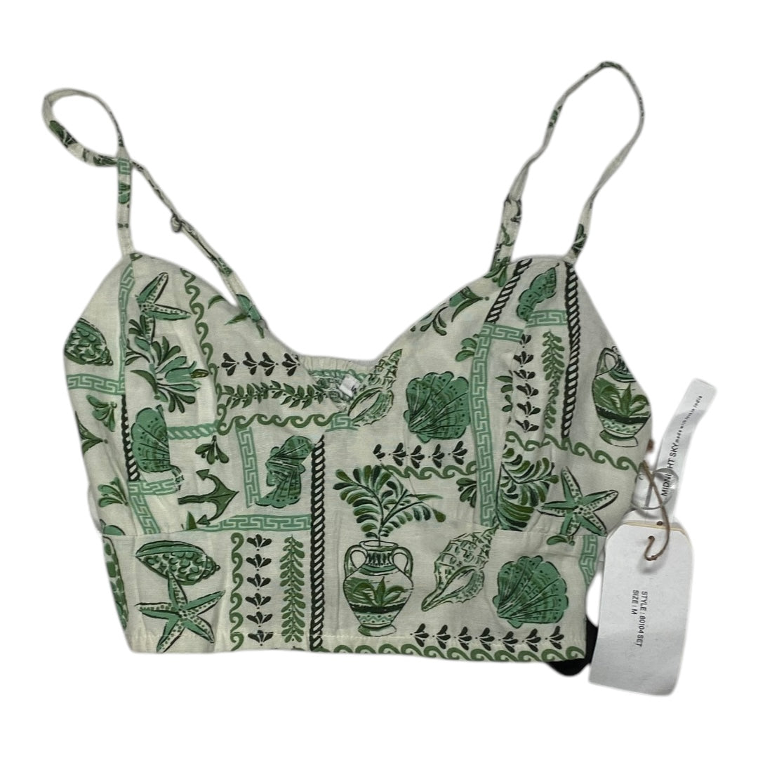 Top Sleeveless By midnight sk In Green & White, Size:M
