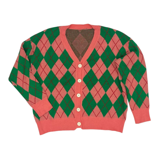 Sweater Cardigan By Shein In Green & Pink, Size:Xl