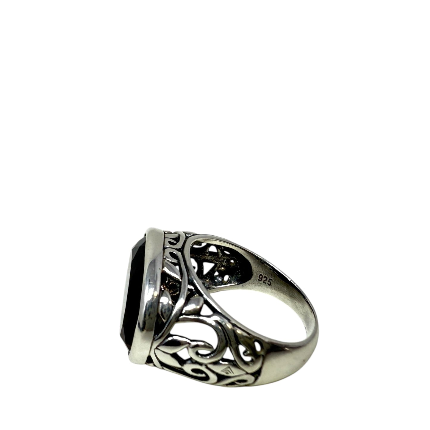 Sterling Silver Onyx Chalcedony Smoky Swirl Filigree Ring By Silpada, Size: 8