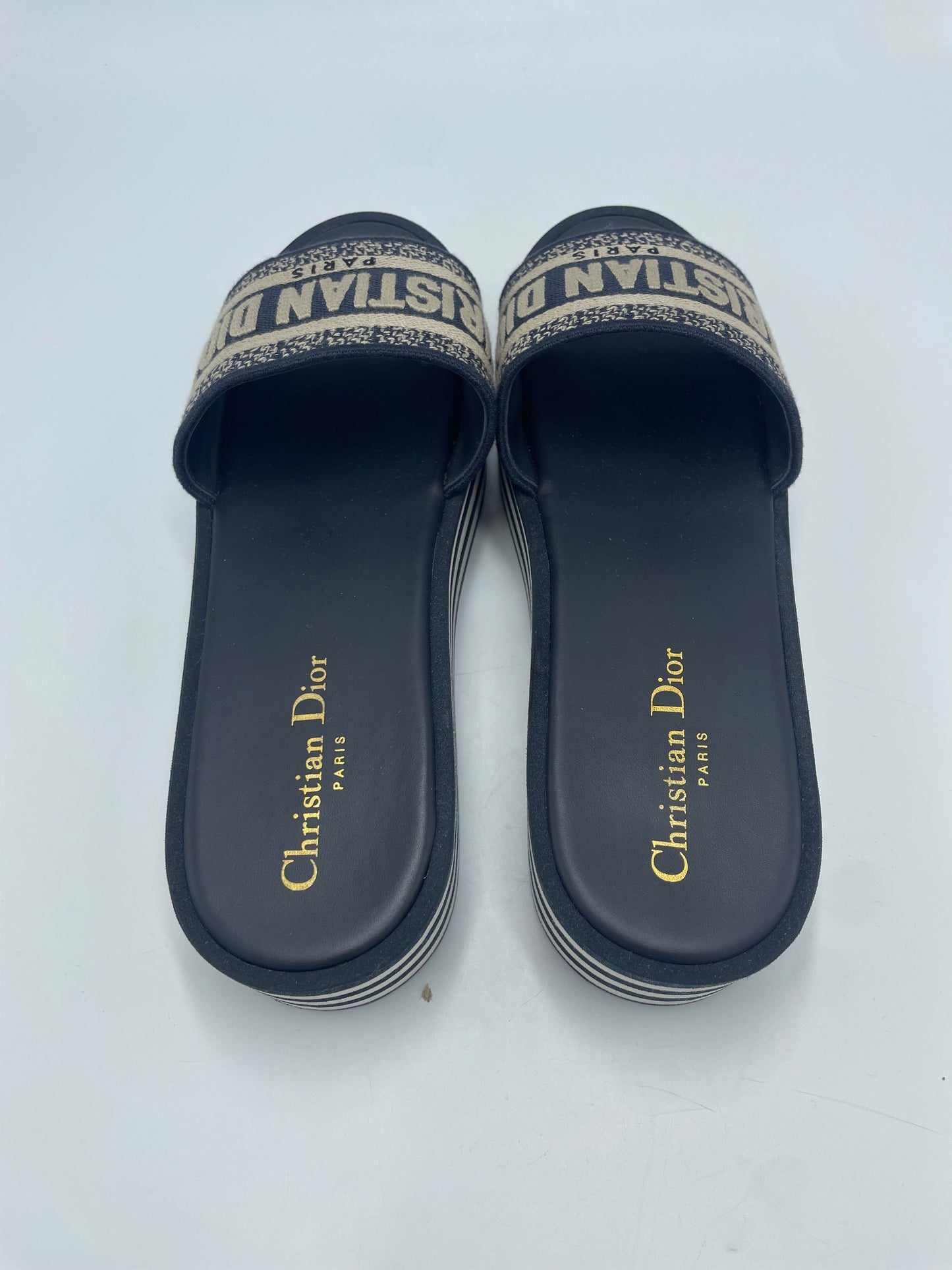 Christian Dior Dway Platform Designer Luxury Slides, Size: 8