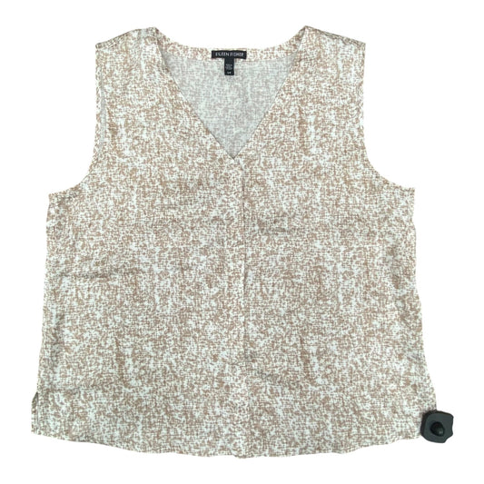 Top Sleeveless Designer By Eileen Fisher In Brown & Cream, Size:Sp