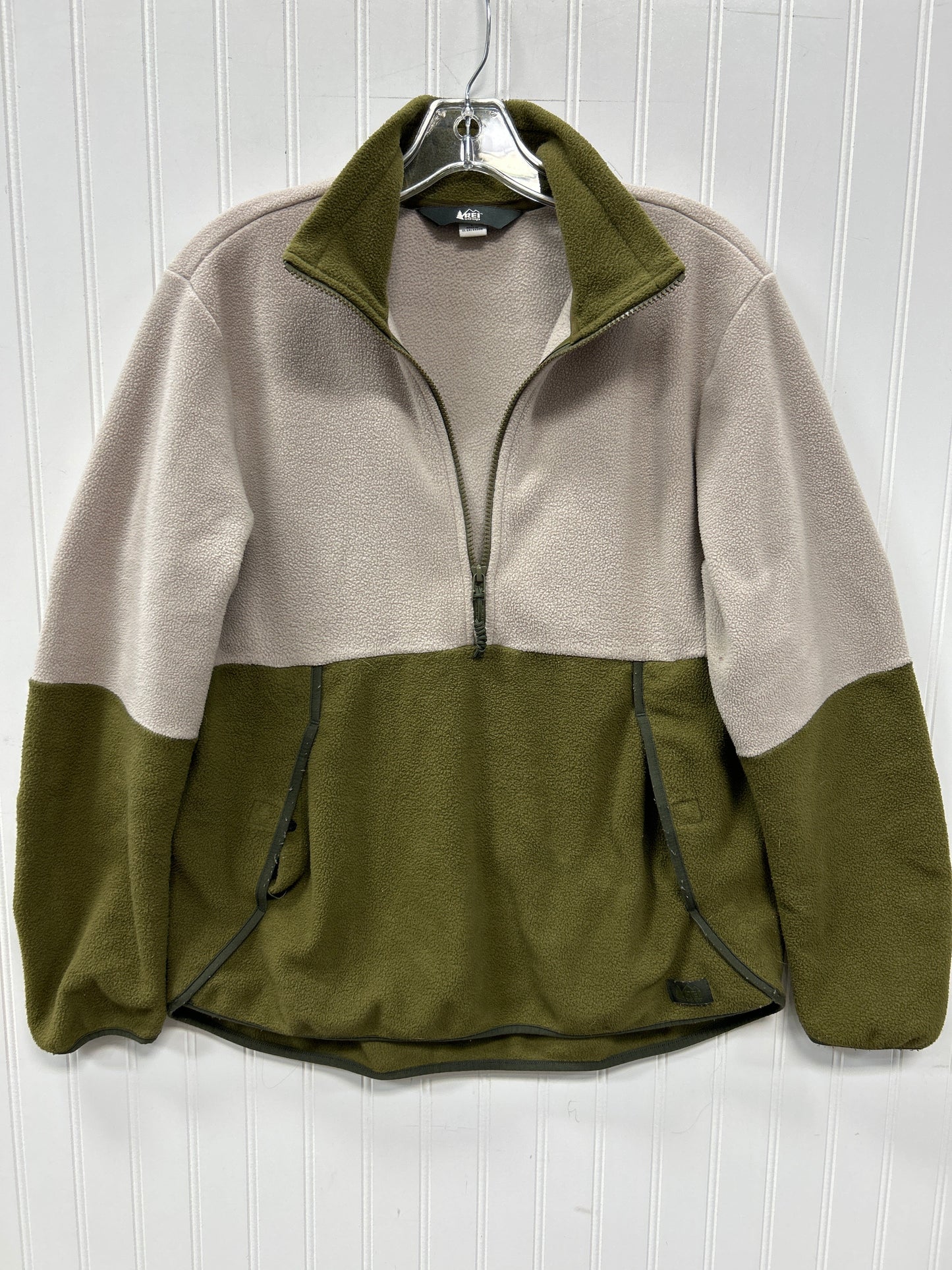 Jacket Fleece By Rei In Green & Tan, Size:L