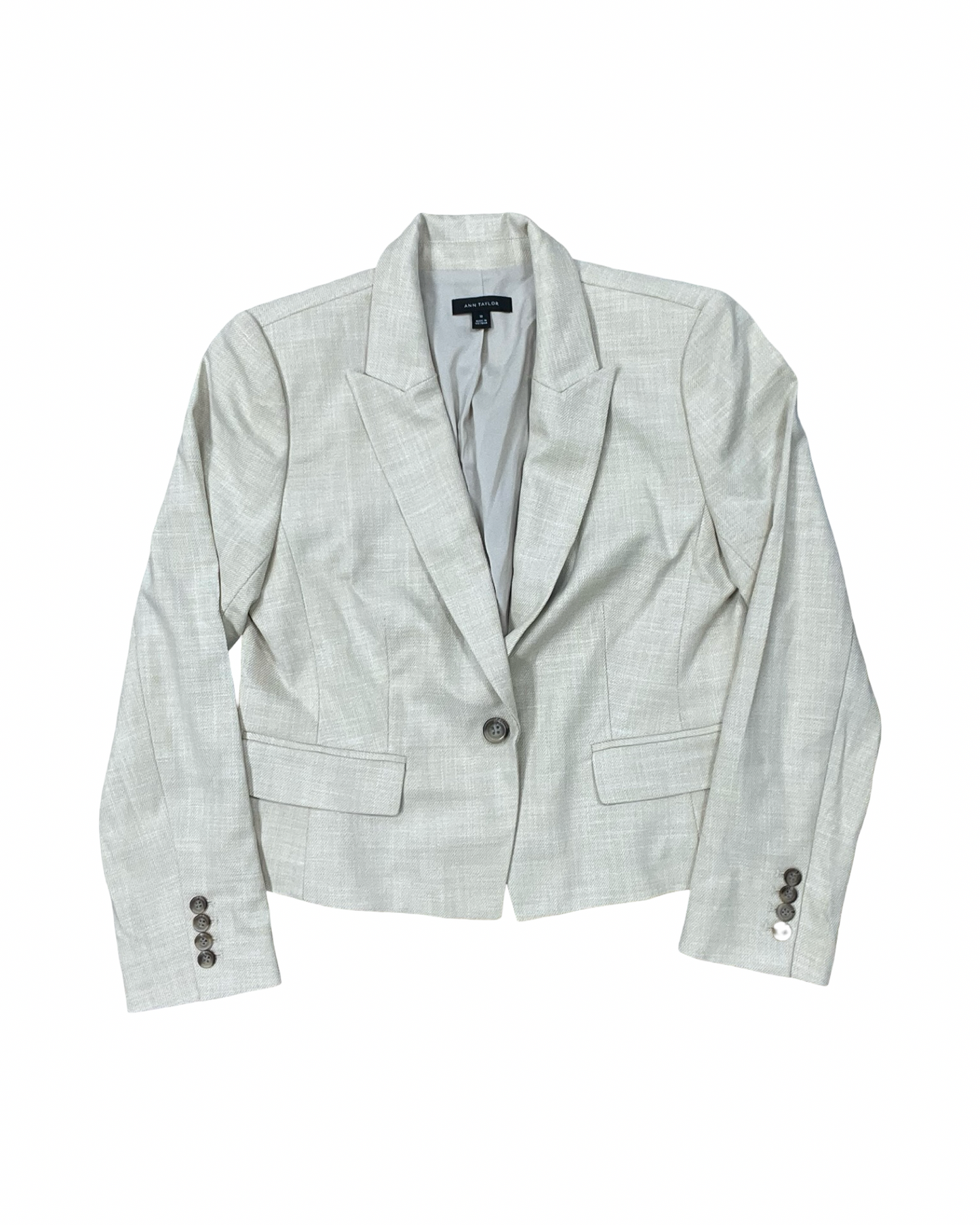 Blazer By Ann Taylor In Beige, Size:10