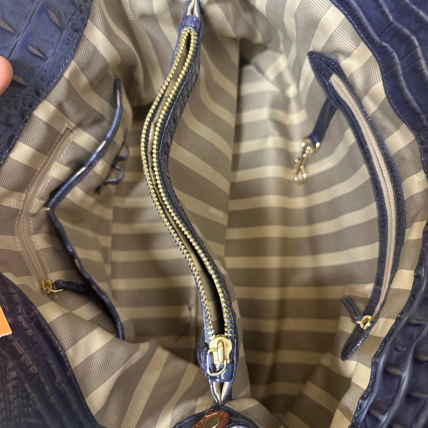 Handbag Designer By Brahmin In Brown & Purple, Size:Large