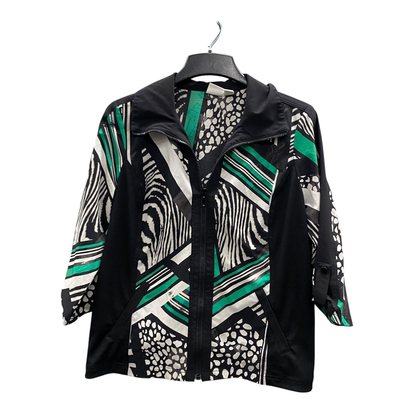 Jacket Other By Chicos In Black & Green, Size:L