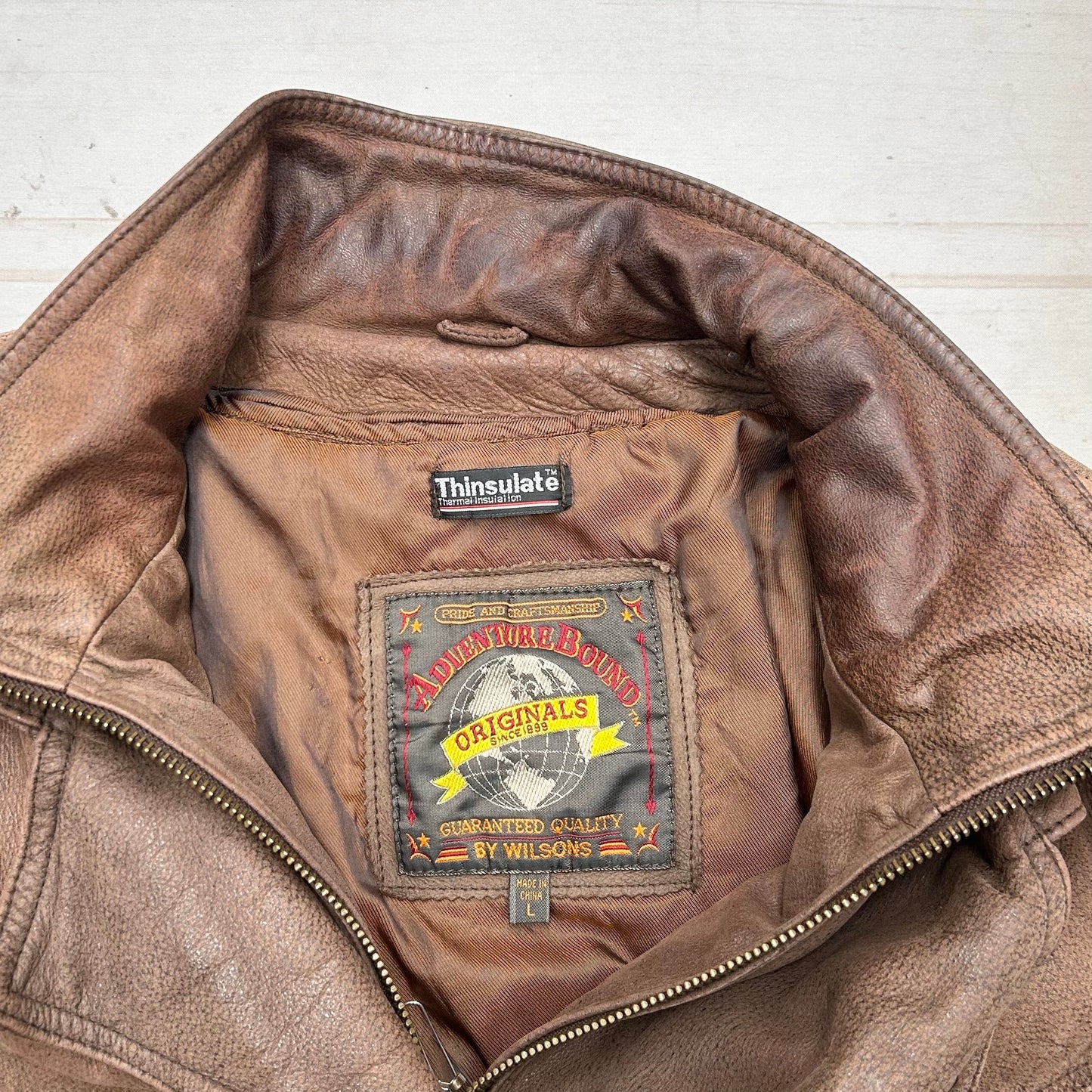 Coat Leather By Wilsons Leather In Brown, Size: L