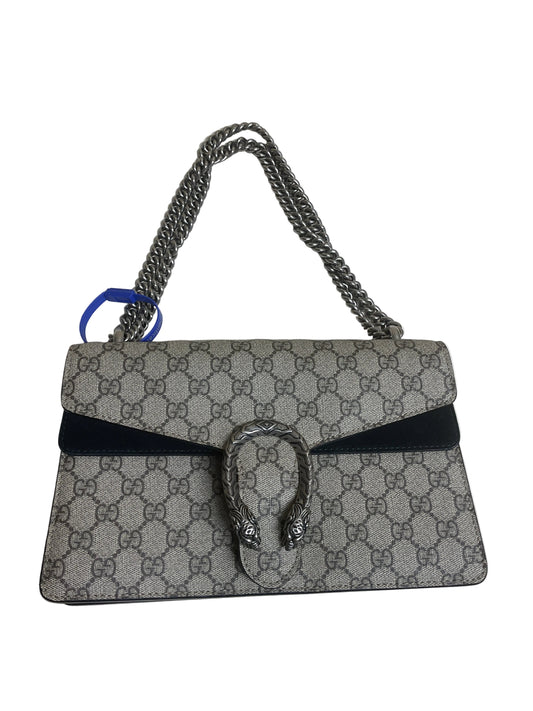 Handbag Luxury Designer By Gucci In Black & Tan, Size:Medium