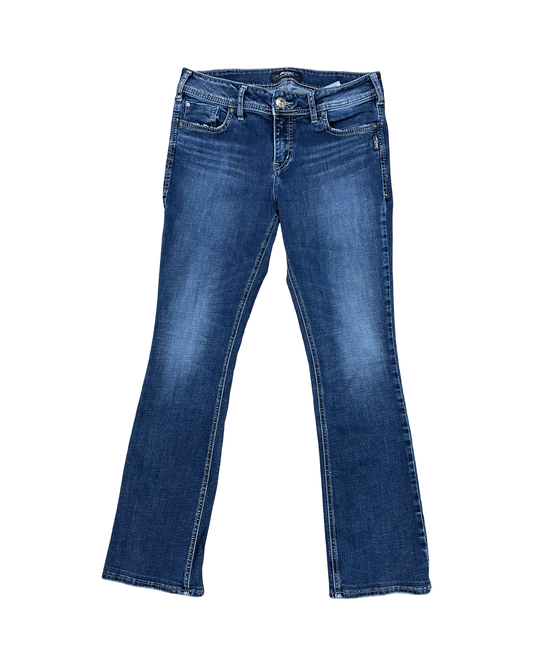 Jeans Boot Cut By Silver In Blue Denim, Size:10L