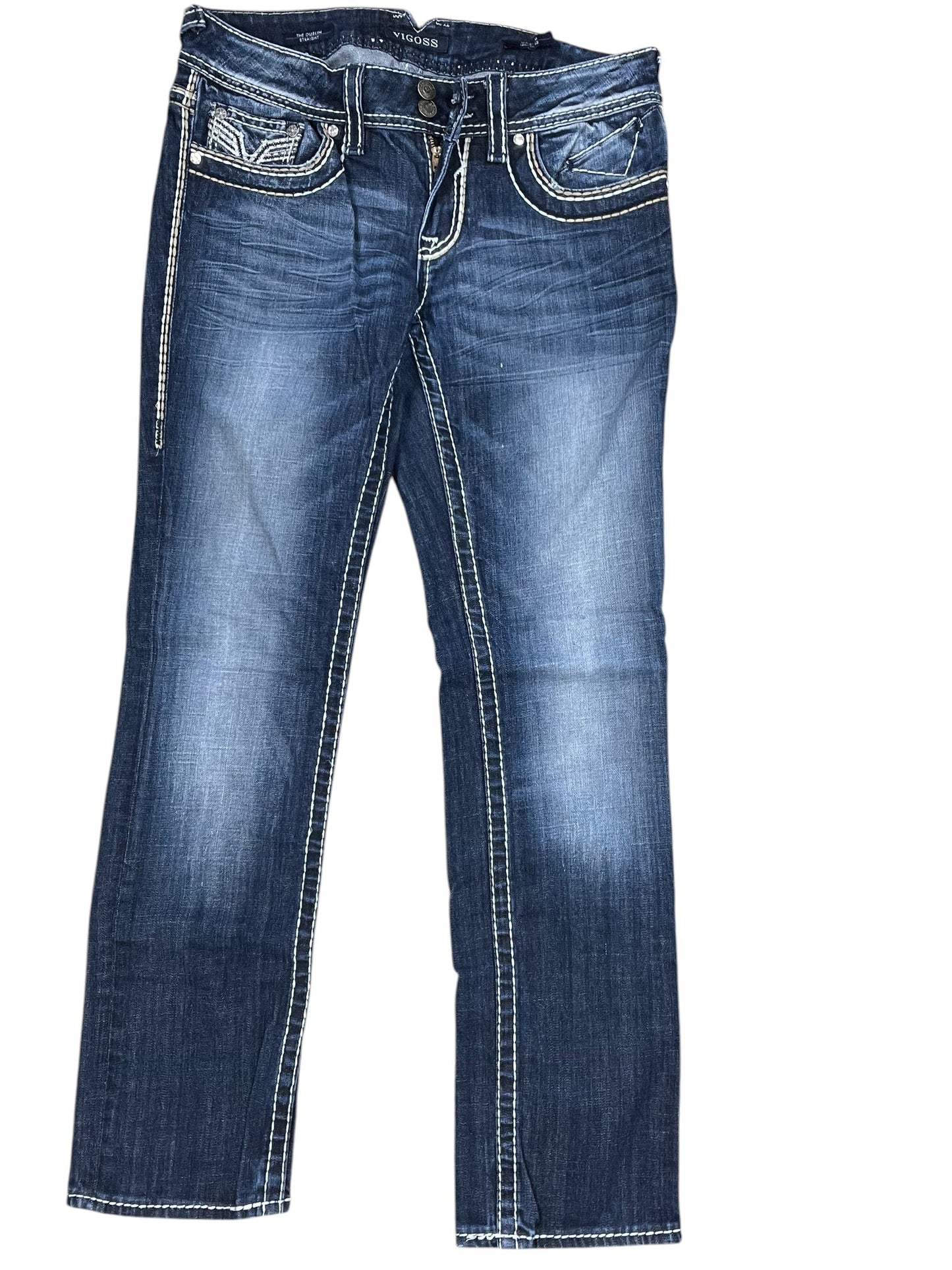 Jeans Straight By Vigoss In Blue Denim, Size:8
