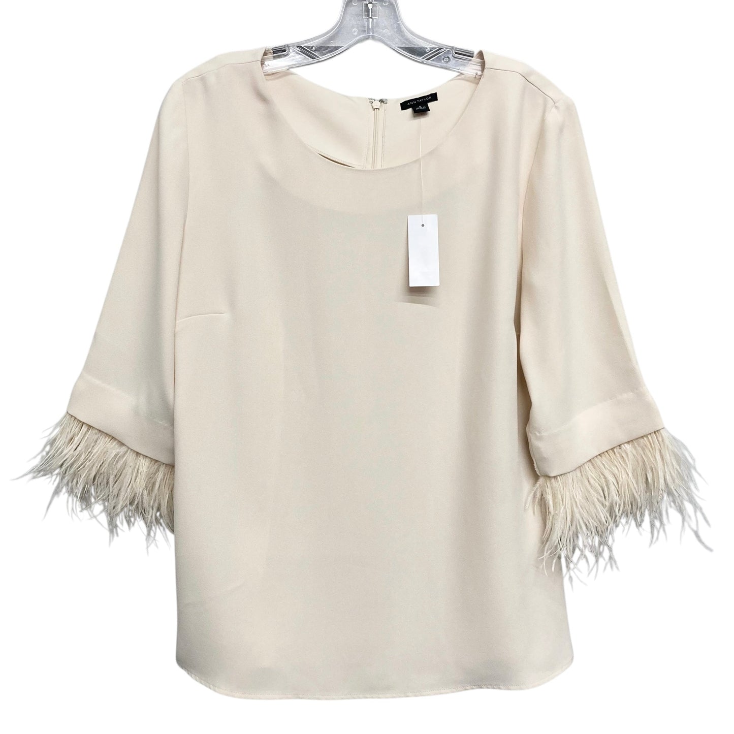 Top 3/4 Sleeve By Ann Taylor In Cream, Size:M