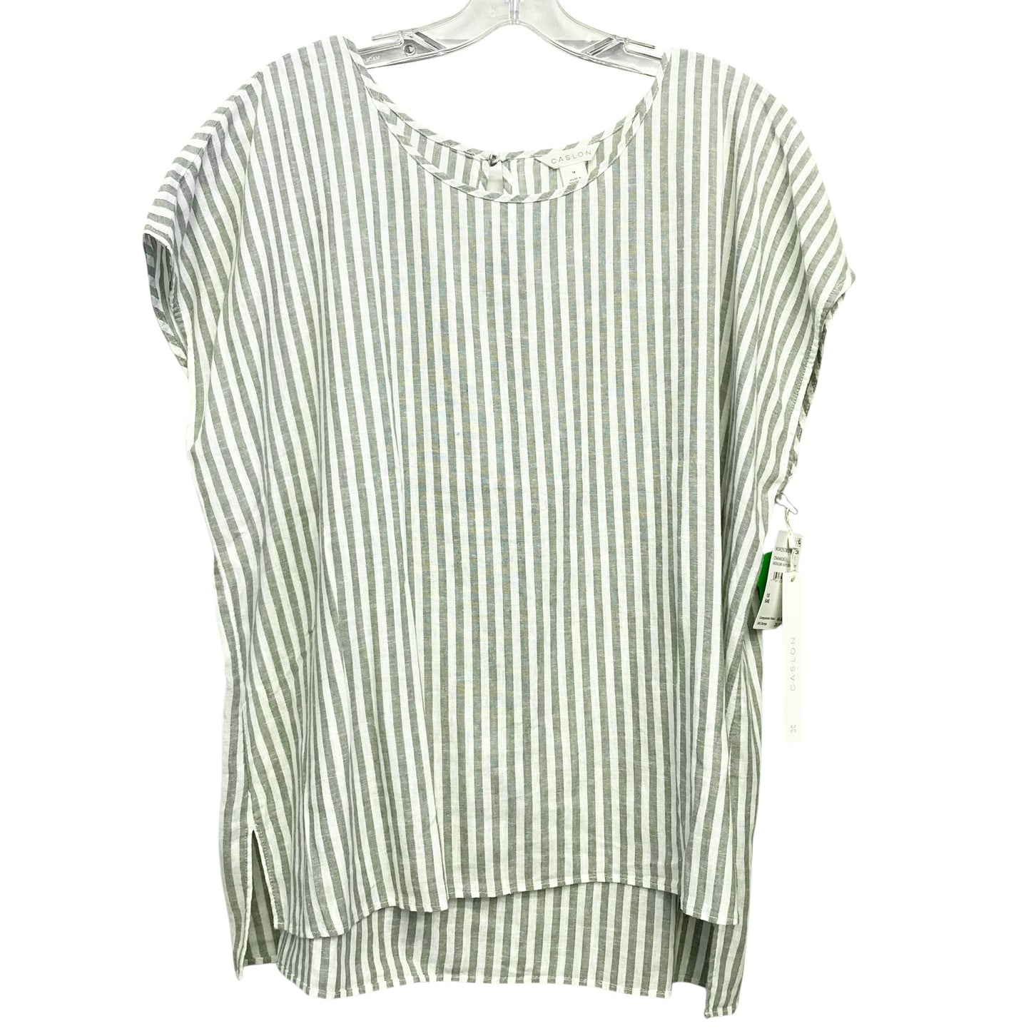 Top Sleeveless By Caslon In Green & White, Size:1X