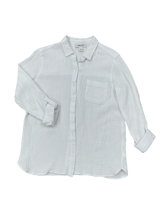 Blouse Ls By Nine West In White, Size:M