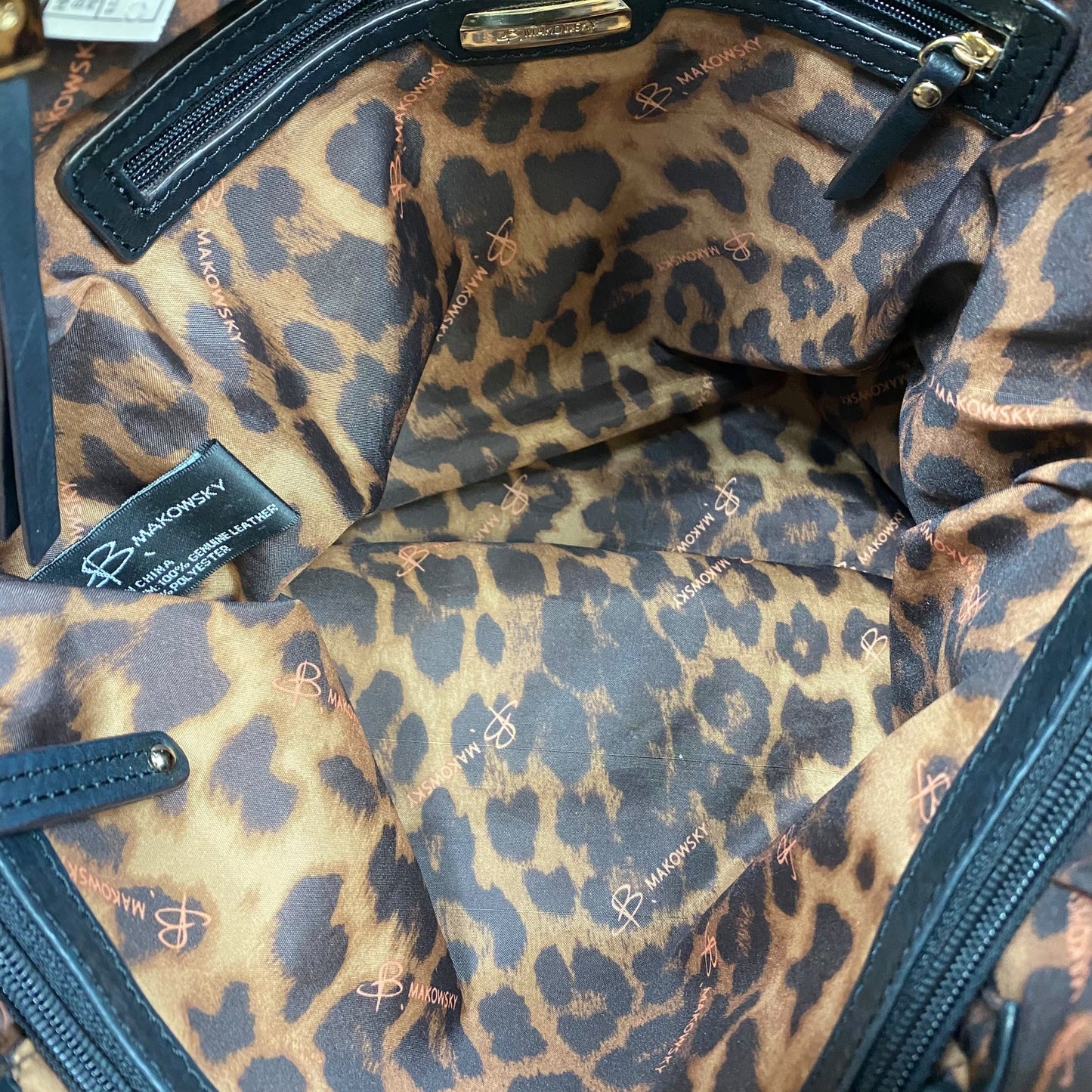 Handbag Leather By B. Makowsky In Black, Size:Medium