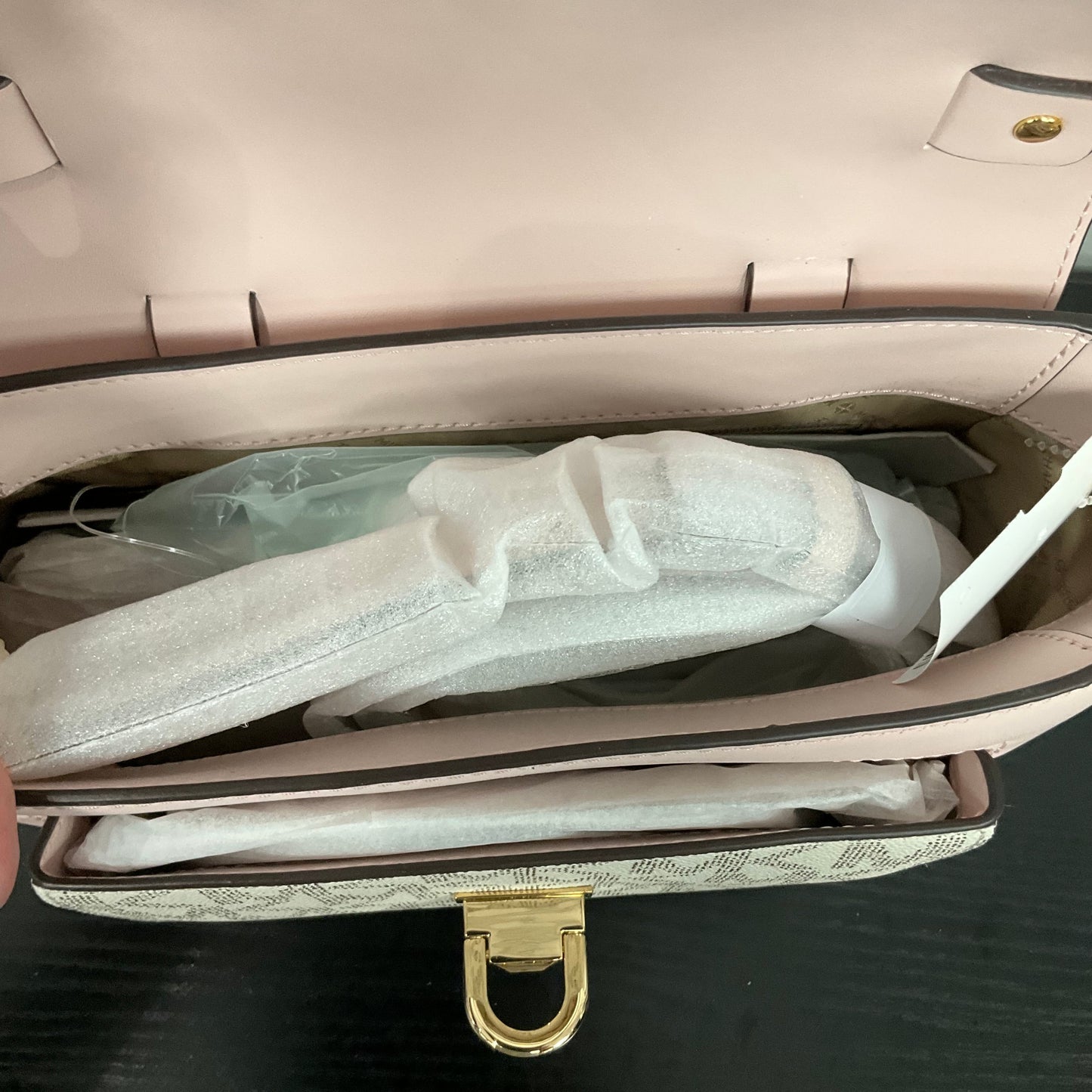 Crossbody Designer By Michael Kors In Pink & White, Size:Small