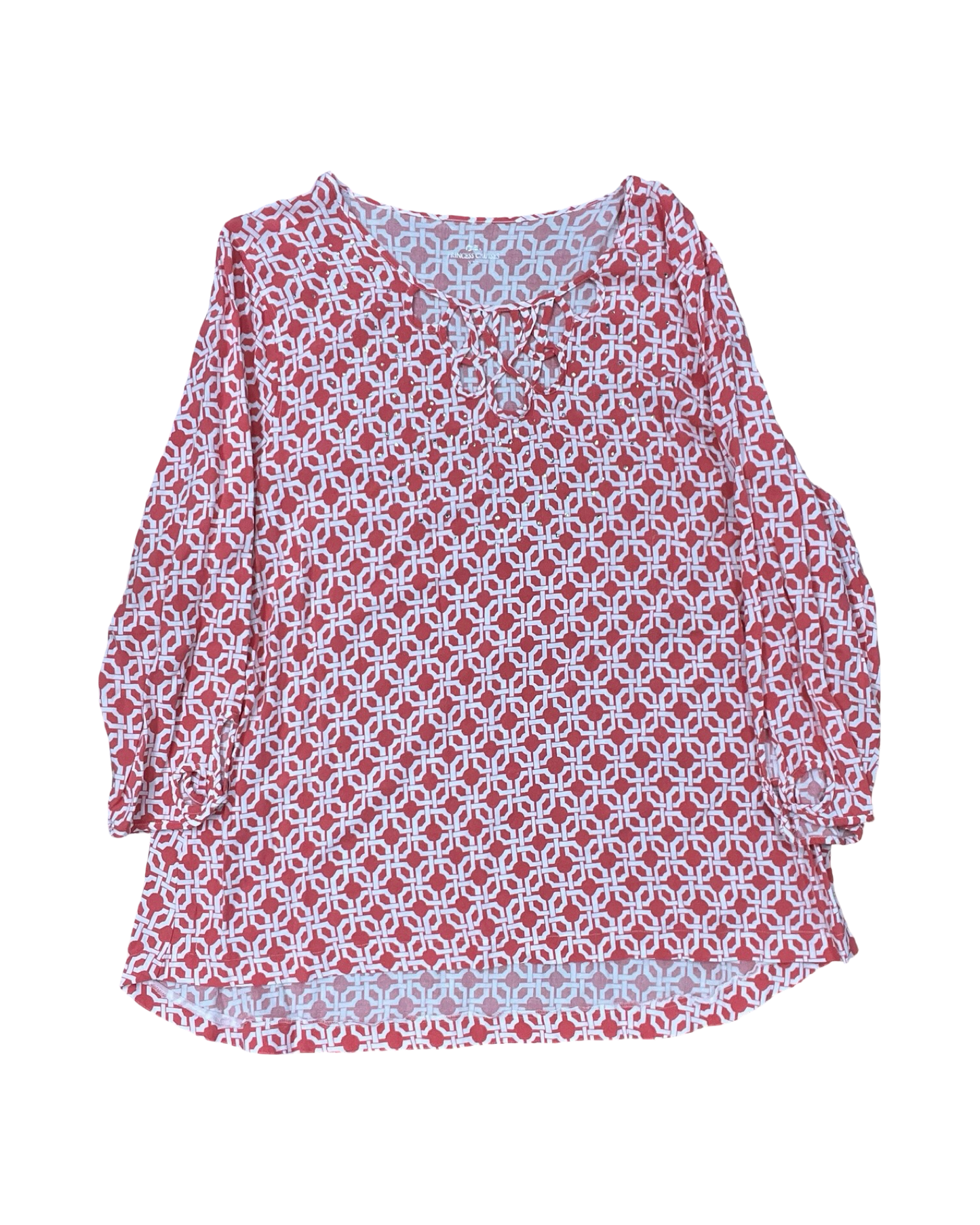 Top Ls By Clothes Mentor In Red & White, Size:1X