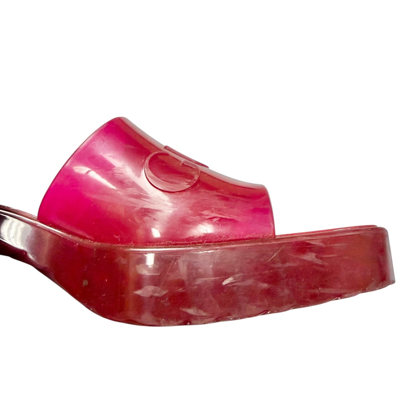 Sandals Luxury Designer By Gucci In Red, Size: 8.5