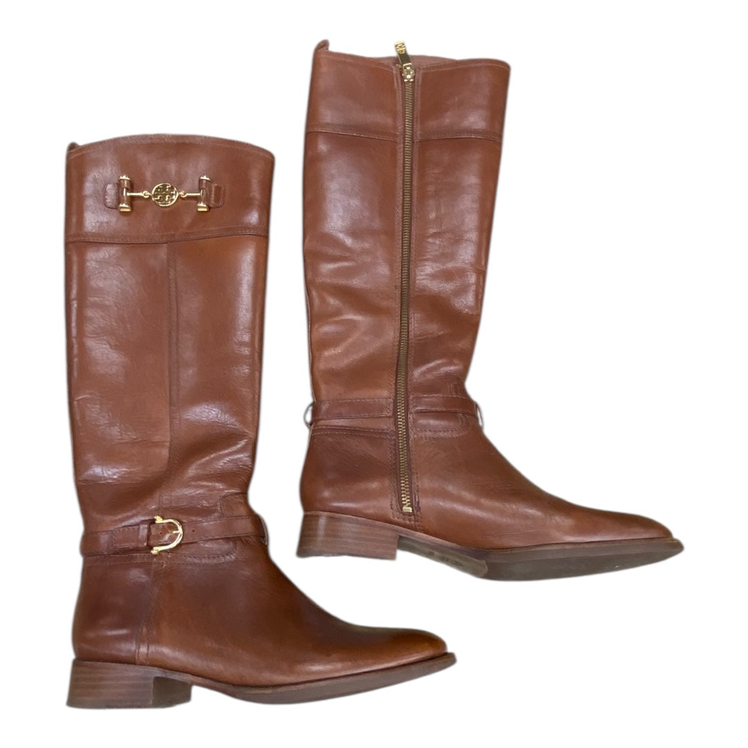 Boots Designer By Tory Burch In Brown, Size:8.5