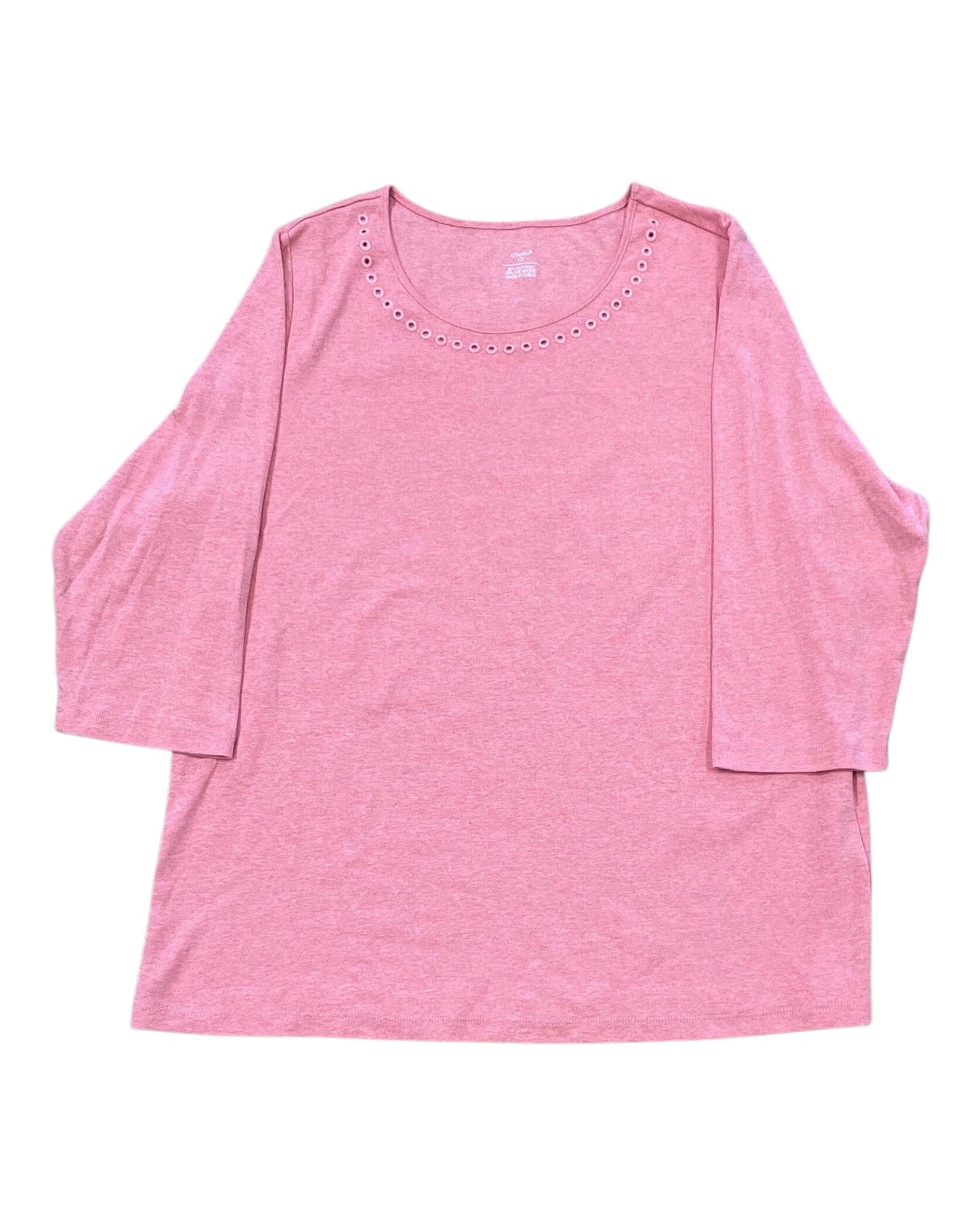 Top 3/4 Sleeve By Cj Banks In Peach, Size:1X