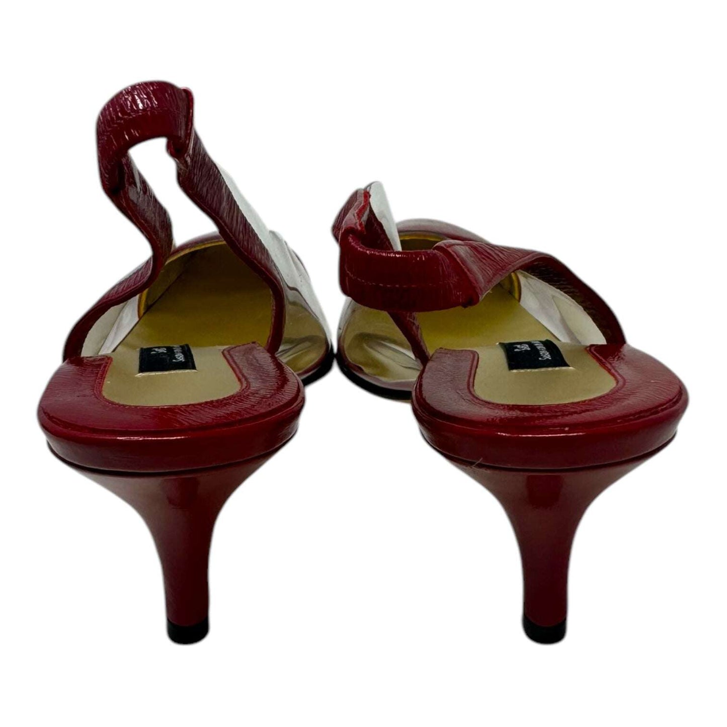 Agata Patent Cap Toe Slingback Shoes Heels Kitten By Susan van der Linde In Rose Gold, Size: 8.5