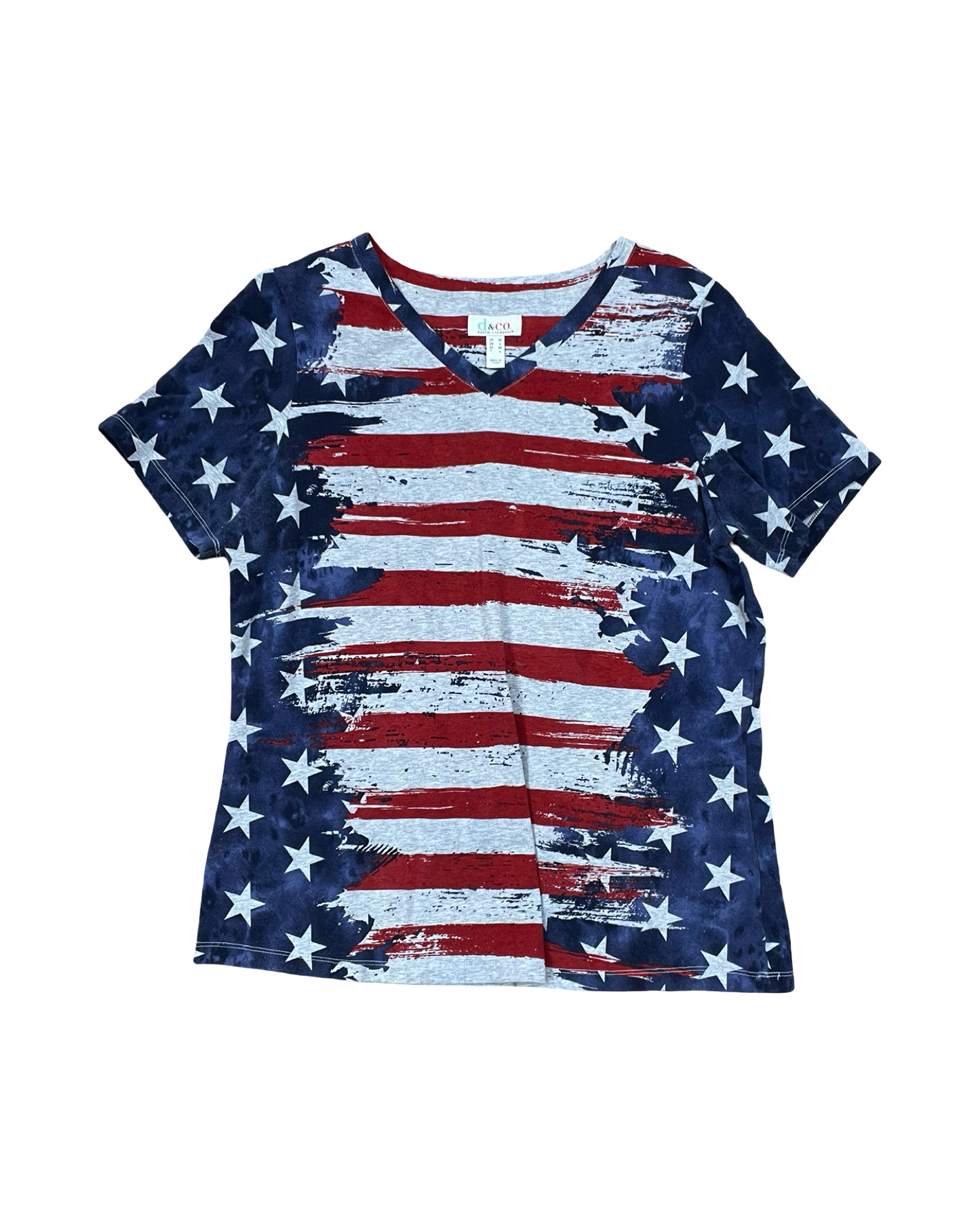 Top Ss By Denim And Company In Blue Red & White, Size:M