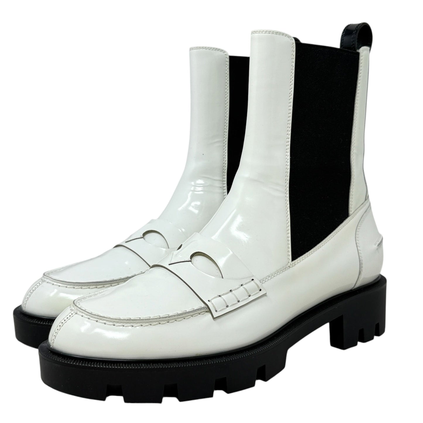 Montezu Lug  Boots Luxury Designer By Christian Louboutin In White, Size: 9.5 (39.5)
