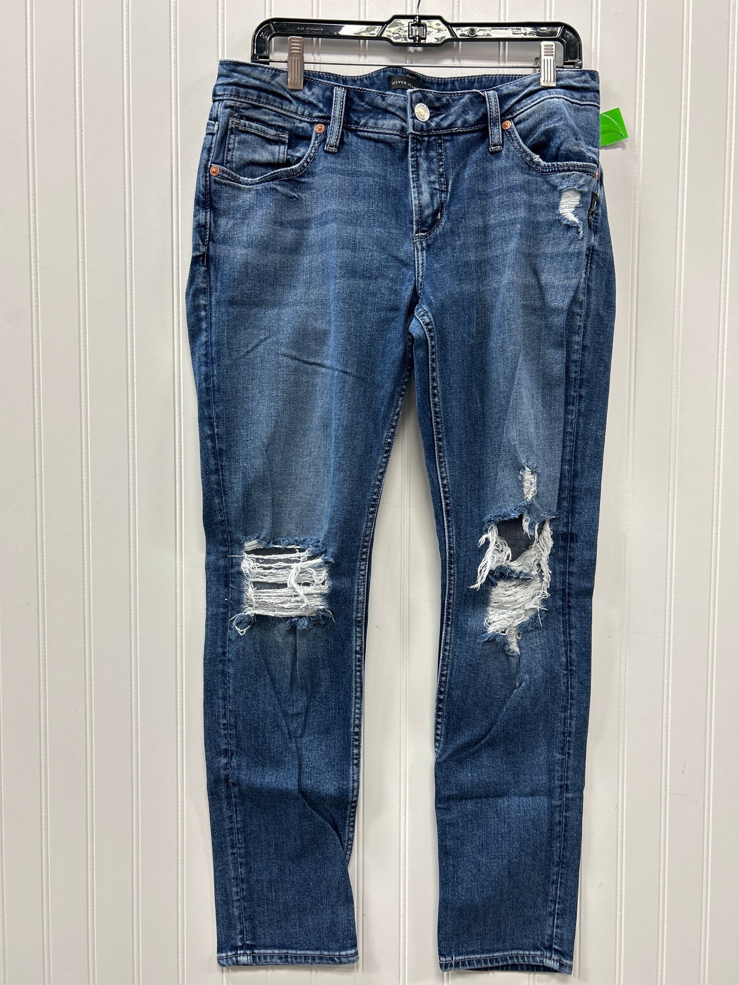 Jeans Straight By Silver In Blue Denim, Size:10